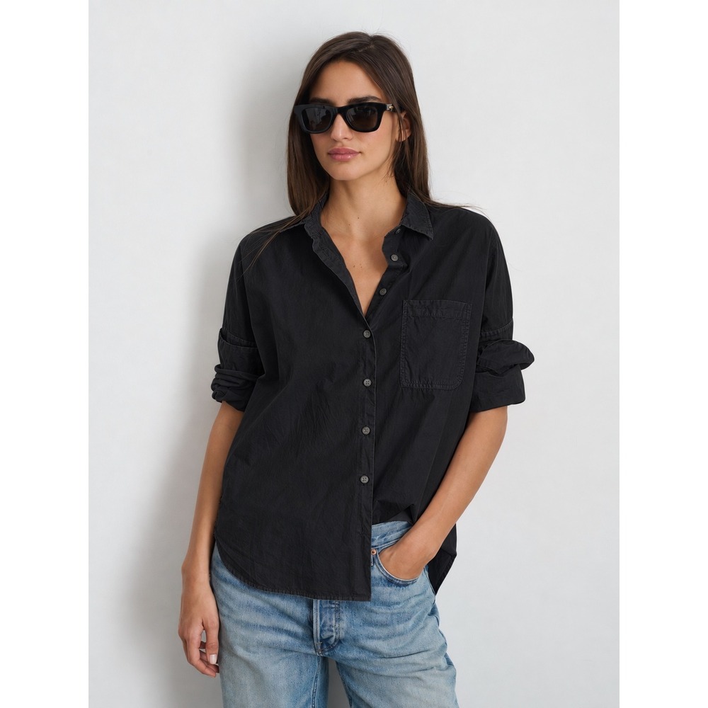 Alex Mill Jo Shirt Rich Black Cotton Poplin Button Down XS